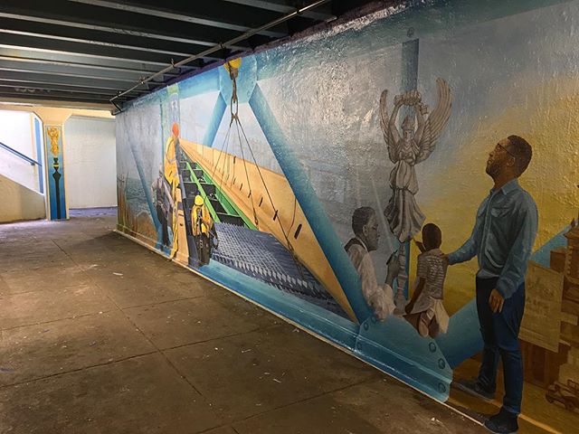 The @muralarts DRPA pedestrian tunnel mural is finally complete! Come out and join us for the dedication November 3rd, 11am-2pm! Info on www.muralarts.org or DM me! @bradcarney @romanmaria_a @terriblealice @jesshieldsgallery @jada__gibson__ #mural #m