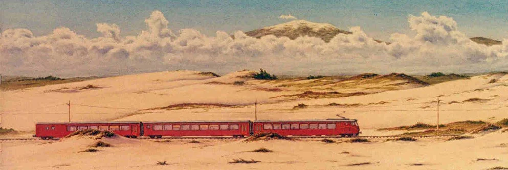 The Putney-Victoria Express train with Mount Hayes steaming in the background