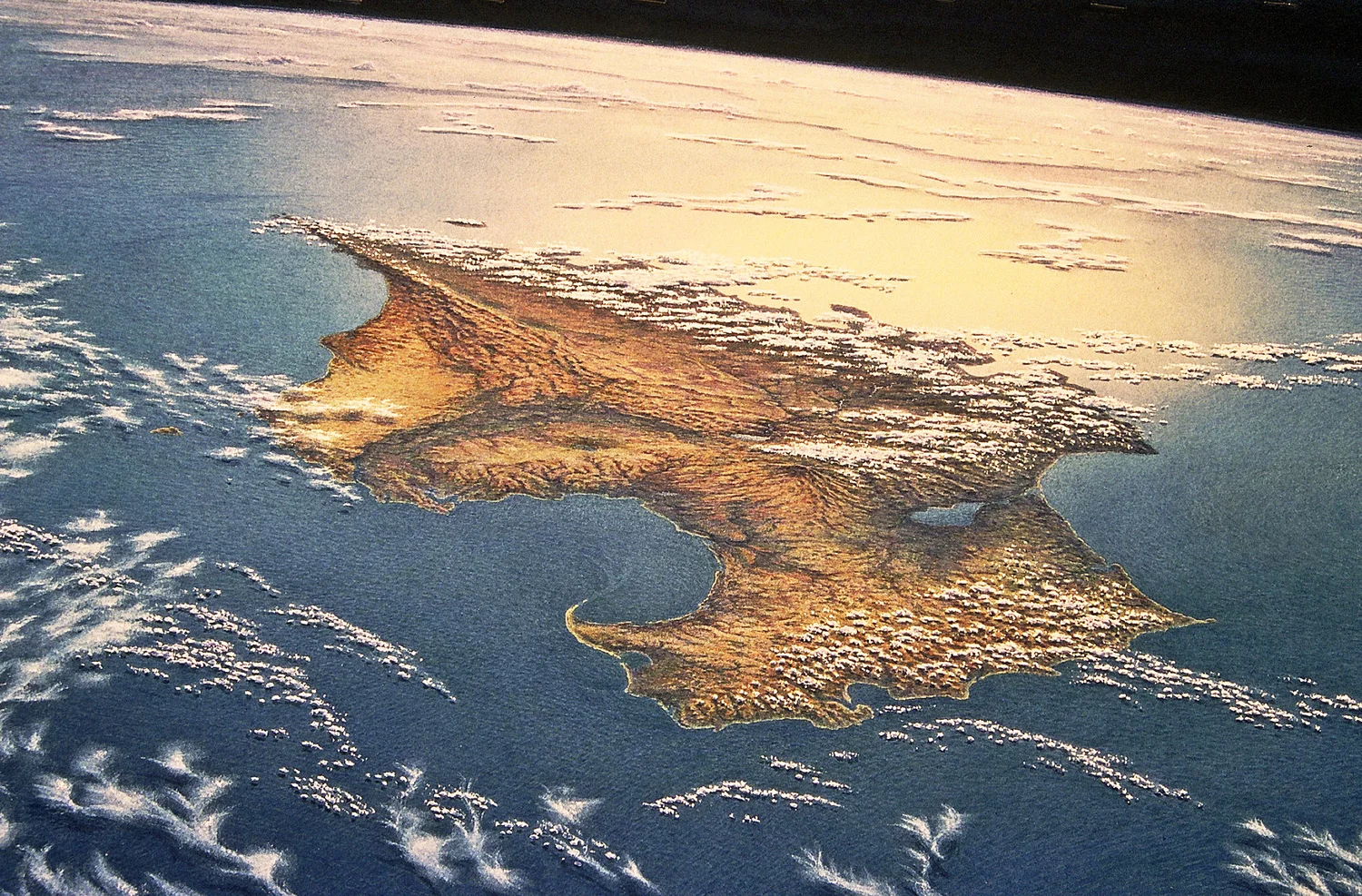 New Island from 450 Miles Up