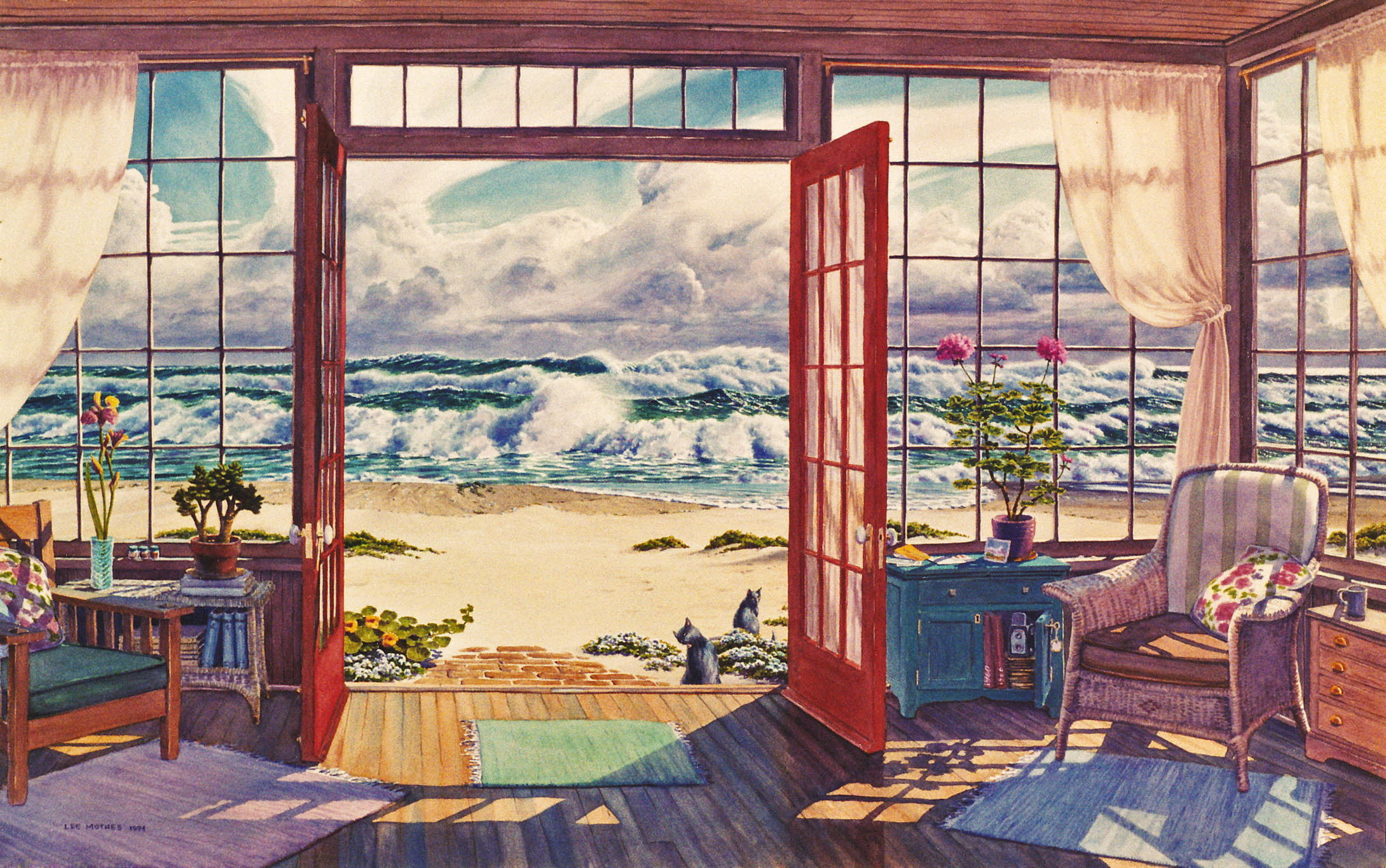 Porch on a Pale Day, 26" by 40" watercolor, 1994, private collection