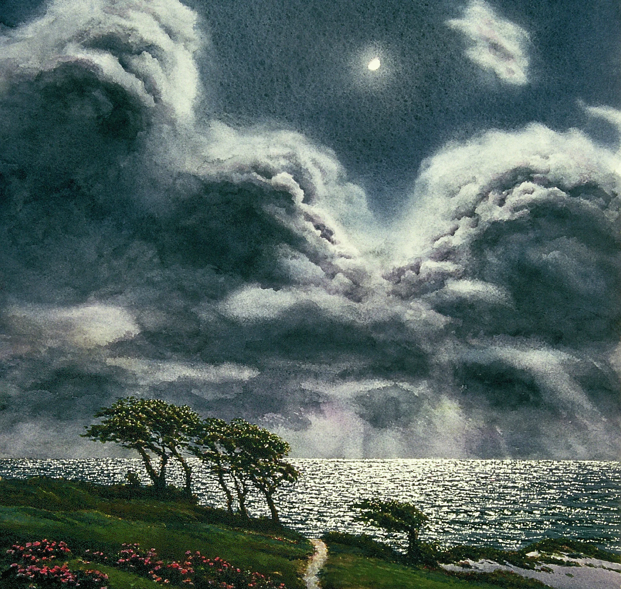 Wild Mooonlight, 19" by 13" watercolor (detail) 1998, private collection