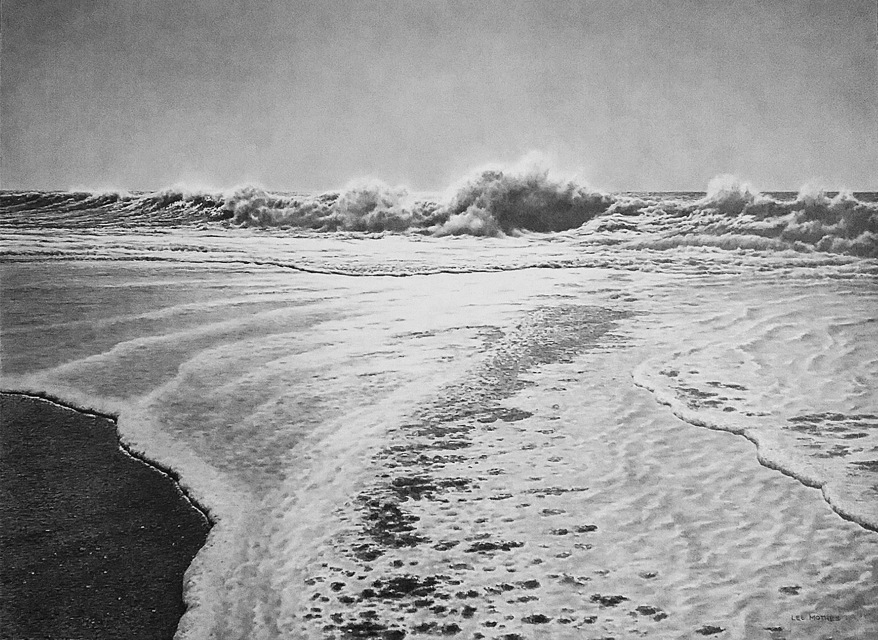 "Advance" , 22" by 30" pencil on rag paper (from Big Lagoon Beach, Humboldt County) 