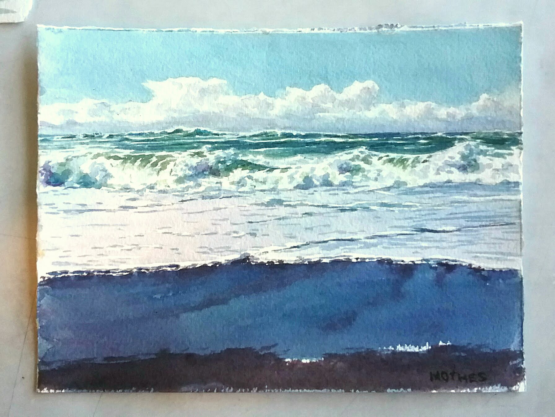 Study of morning surf...6" by 8" watercolor