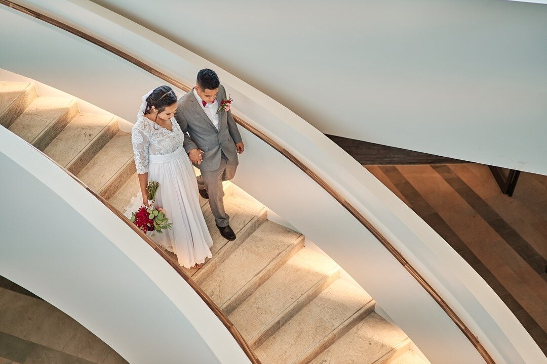 Another shot from the @thetsubakitower infamous white spiral staircase because we can't get over it and this shot of E + A from their wedding day is pretty special.