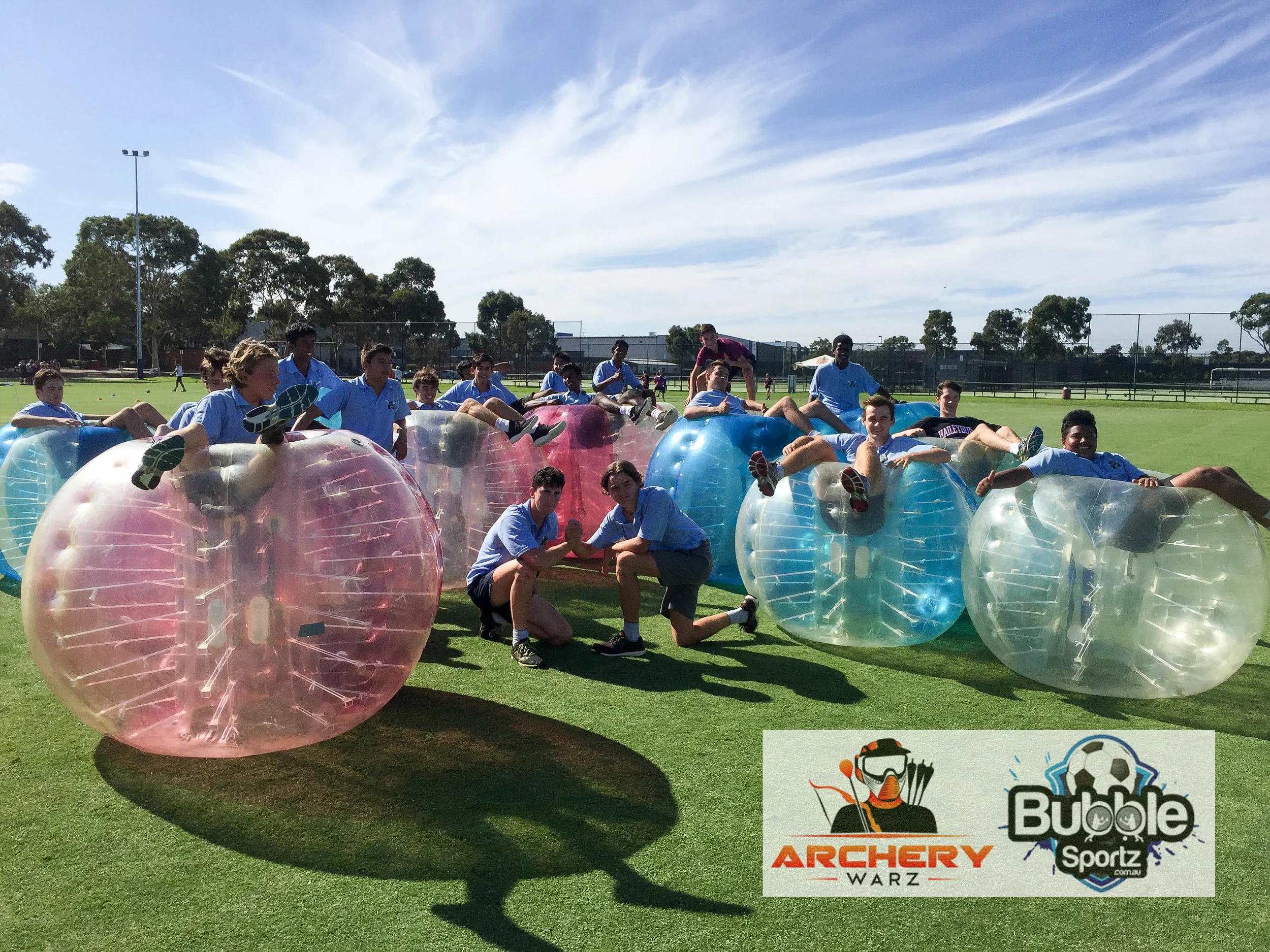A job well done! The students enjoy a post Bubble Sportz chill.