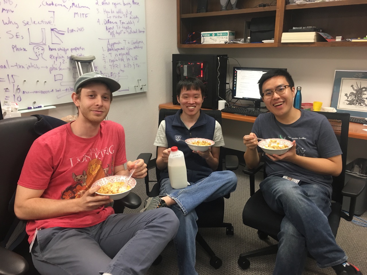 The cereal club convenes for their afternoon meeting