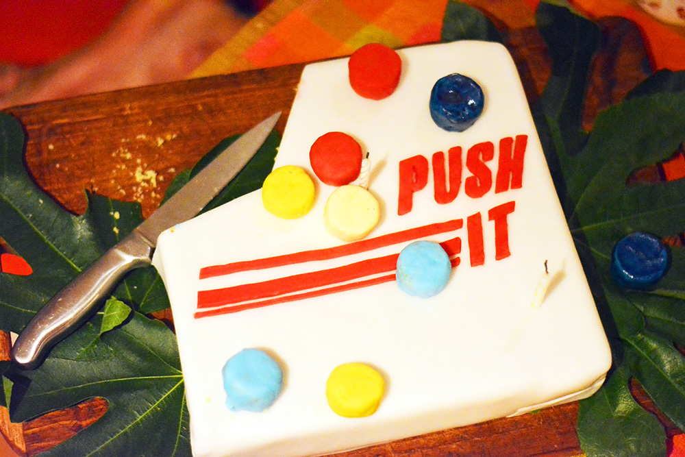 Push It skill game birthday cake 