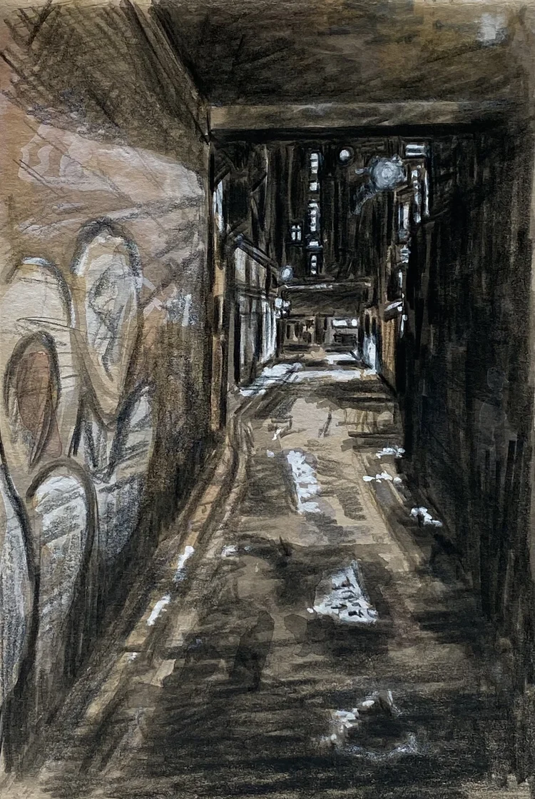 Alleyway At Night Dublin Original Artwork Barnaby Edwards