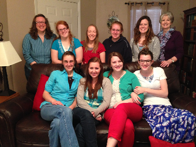 Katie Airhart (back row far left) Women Teaching Women class meeting at our house