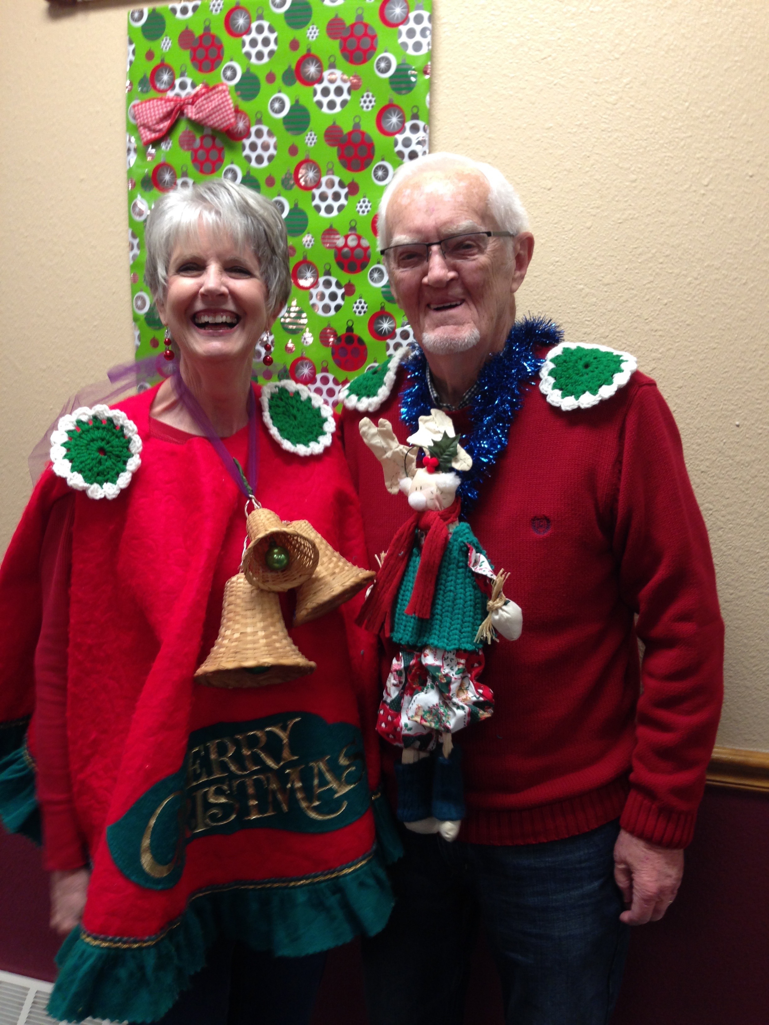 Kathy won "Most Creative" in our Ugly Christmas Sweater contest!