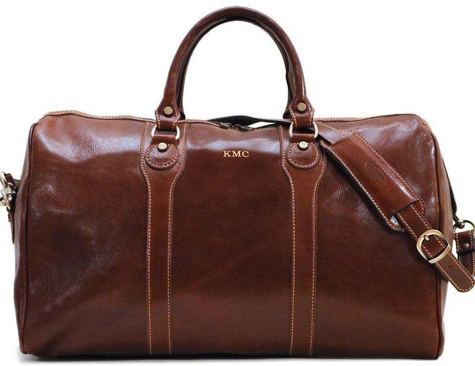A leather weekender bag is perfect for a quick getaway trip. Consider having it monogrammed with the couple's initials