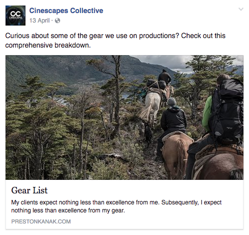 An example from Cinescapes Collective's Facebook. Check out more of their work at prestonkanak.com