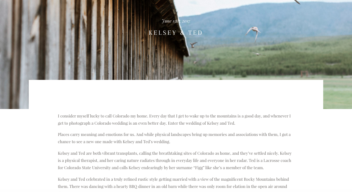 Screenshot from sarahporterphotography.com