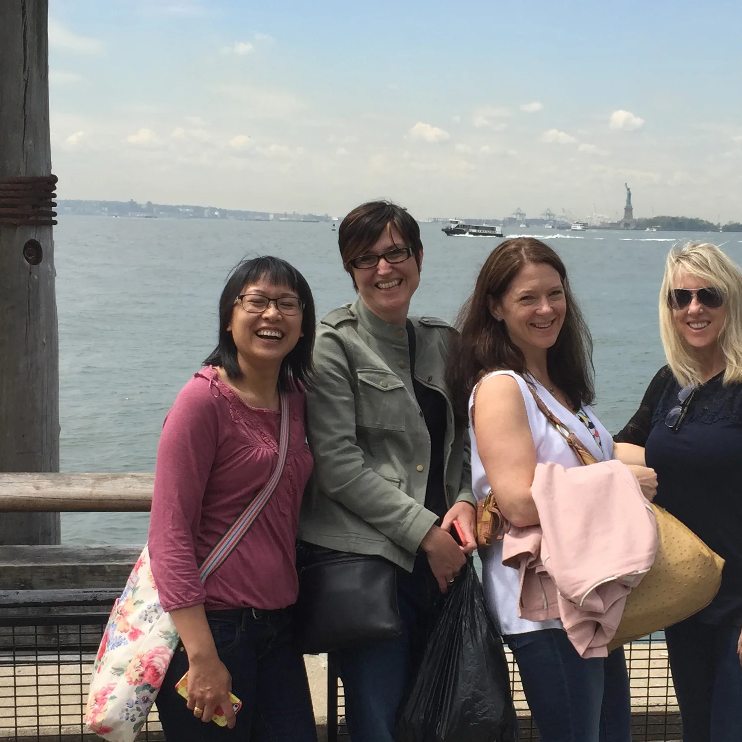 A visit to Lady Liberty. Pictured: Ohn Mar Win, Claire Picard, Harriet Mellor and Corinne Haig.