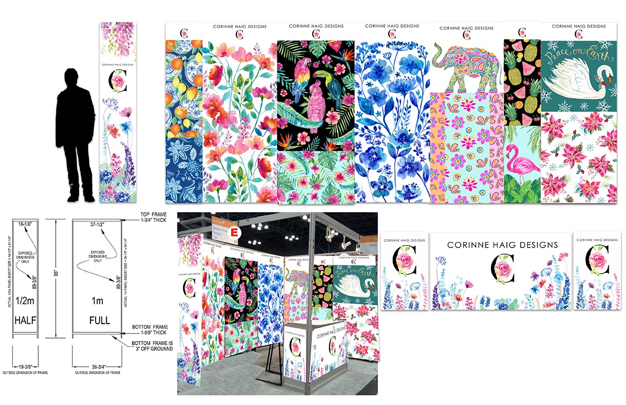 Mocking up your booth in an elevation view and 3D helps to visualize what it will look like.