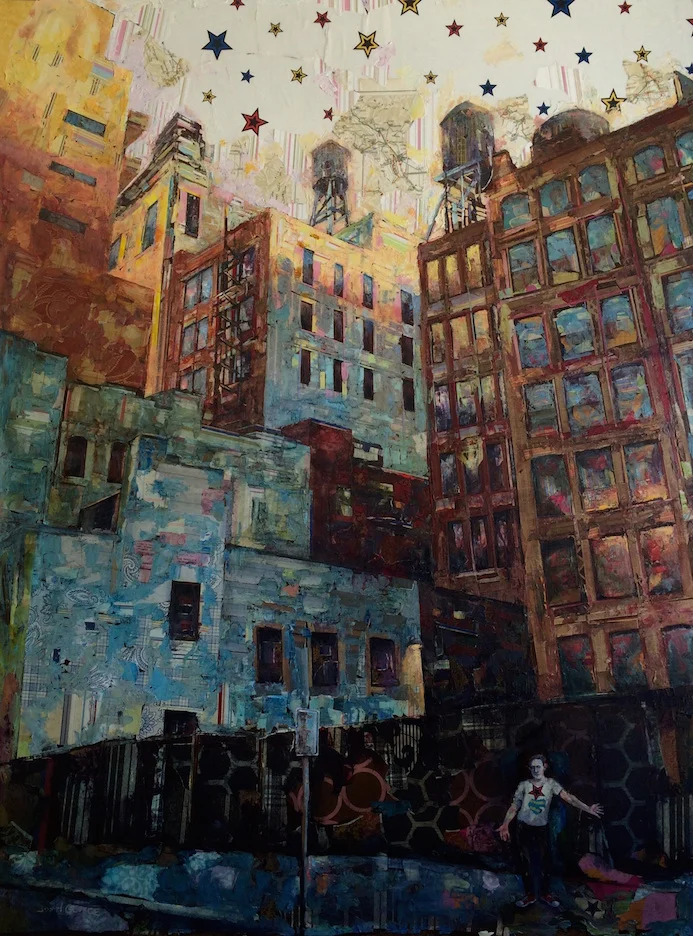 48" x 36" mixed media on wood panel
