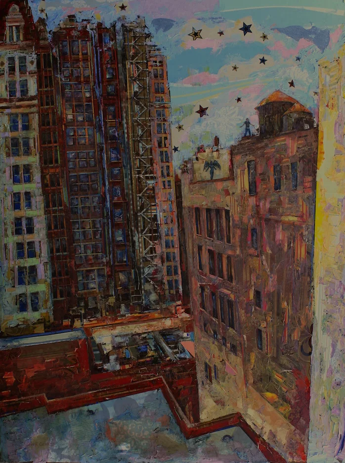 48" x 36" mixed media on wood panel