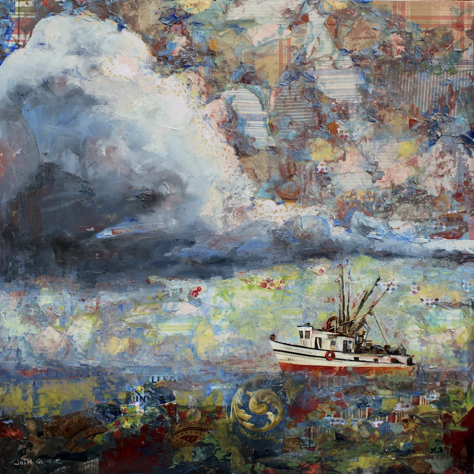 30" x 30" mixed media on wood panel