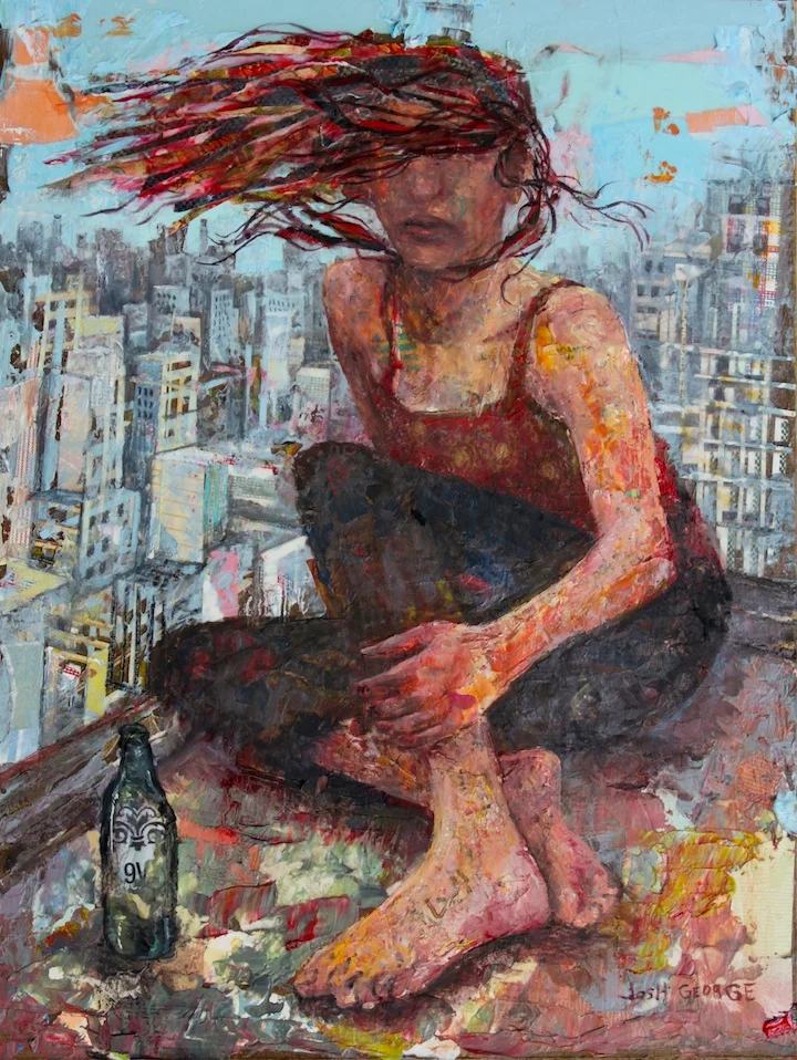 16" x 12" mixed media on wood panel