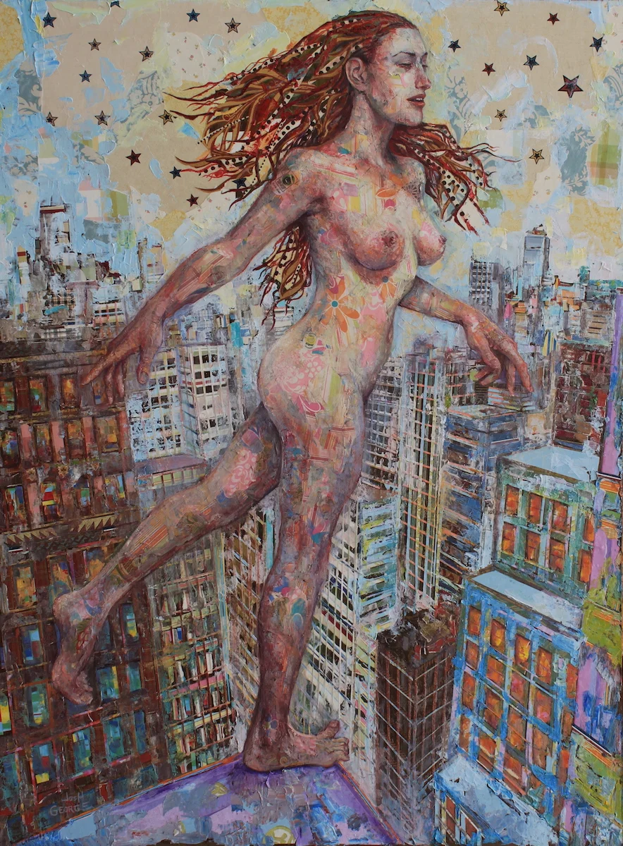 48" x 36" mixed media on wood panel