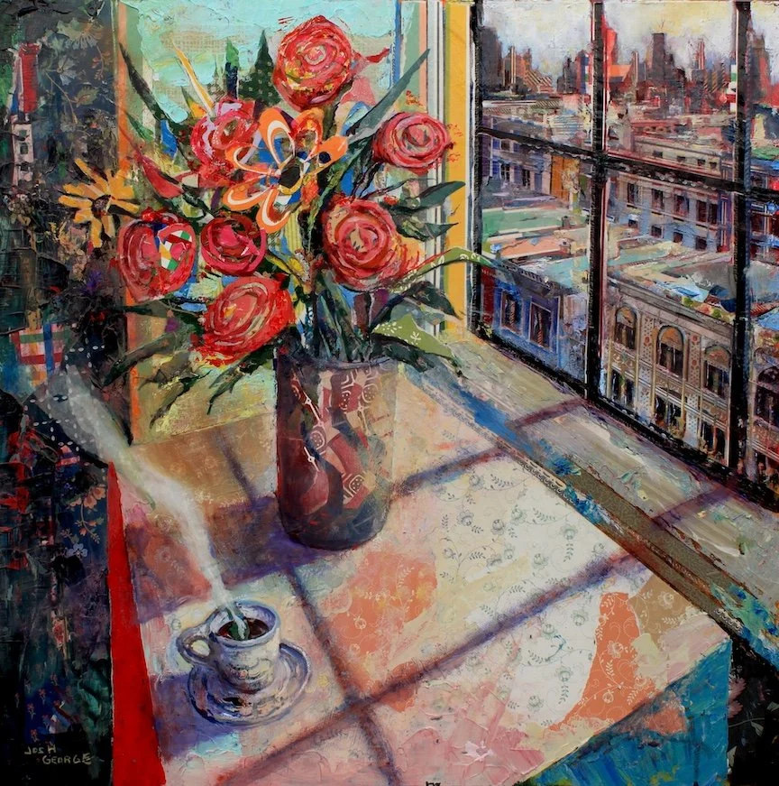 24" x 24" mixed media on wood panel