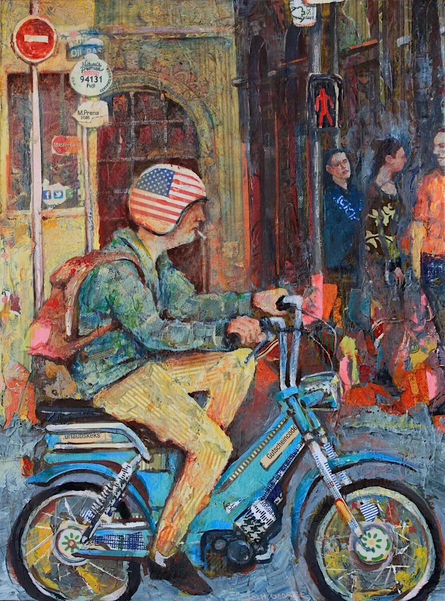 JOSH GEORGE %22Scooter's Promis%22 12%22 x 9%22 mixed media on wood panel.jpg