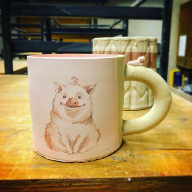 Hehe #pig #yummy #piggy #jonahamadeus #illustration #mug #ceramics #coffeemug