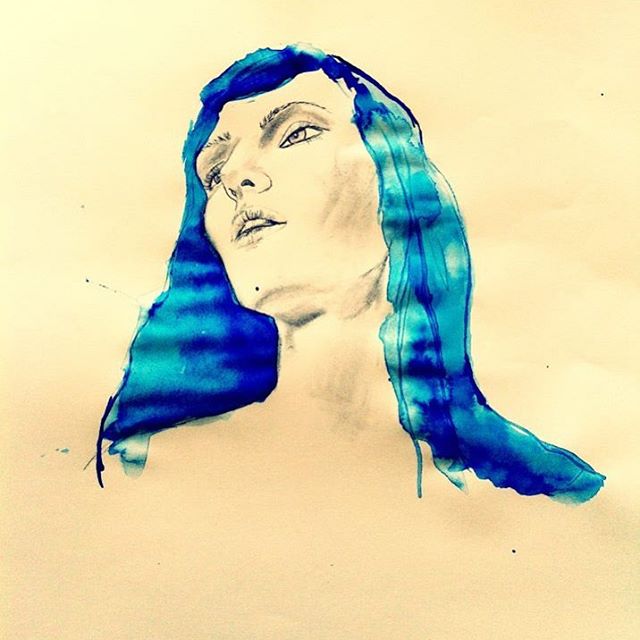 #illustration #blue #bluehair #watercolor