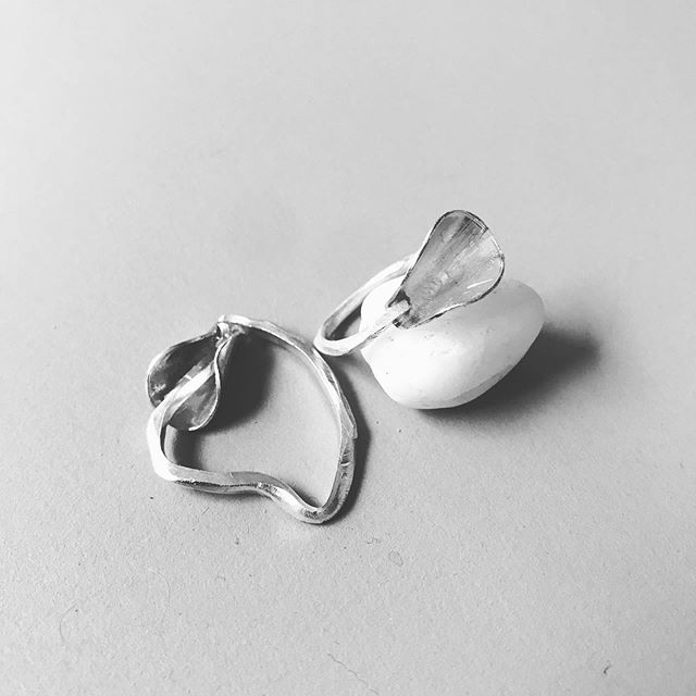 Work in progress. Silver flower petal and facets #wip #silver #jewelry #ring #earrings #flowers #petals #silversmithing #organicshapes