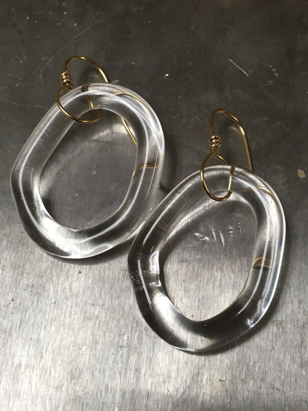 Clear Glass Hoop Earrings with Gold Filled Ear Wires — The Glass