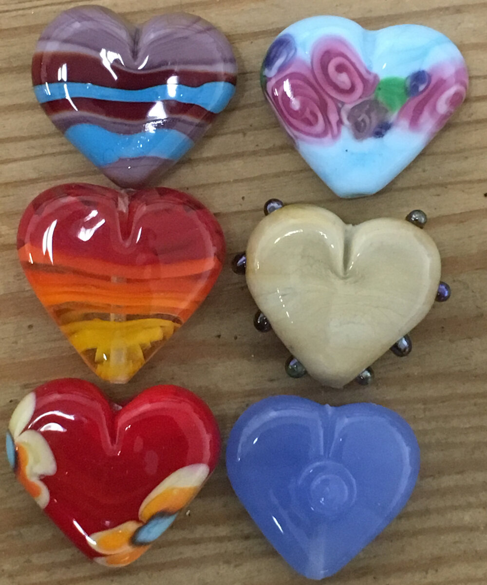 Handmade Lampwork Glass Heart Bead Set in a Variety of Styles and Shapes —  The Glass Studio