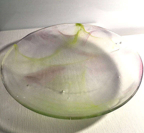 Lime and Purple Swirls Make This Handmade Glass Plate Absolutely Gorgeous!  — The Glass Studio