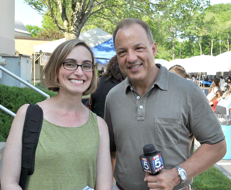 Interviewing Fox 5 meteorologist Nick Gregory at the NJ Greek Fest.