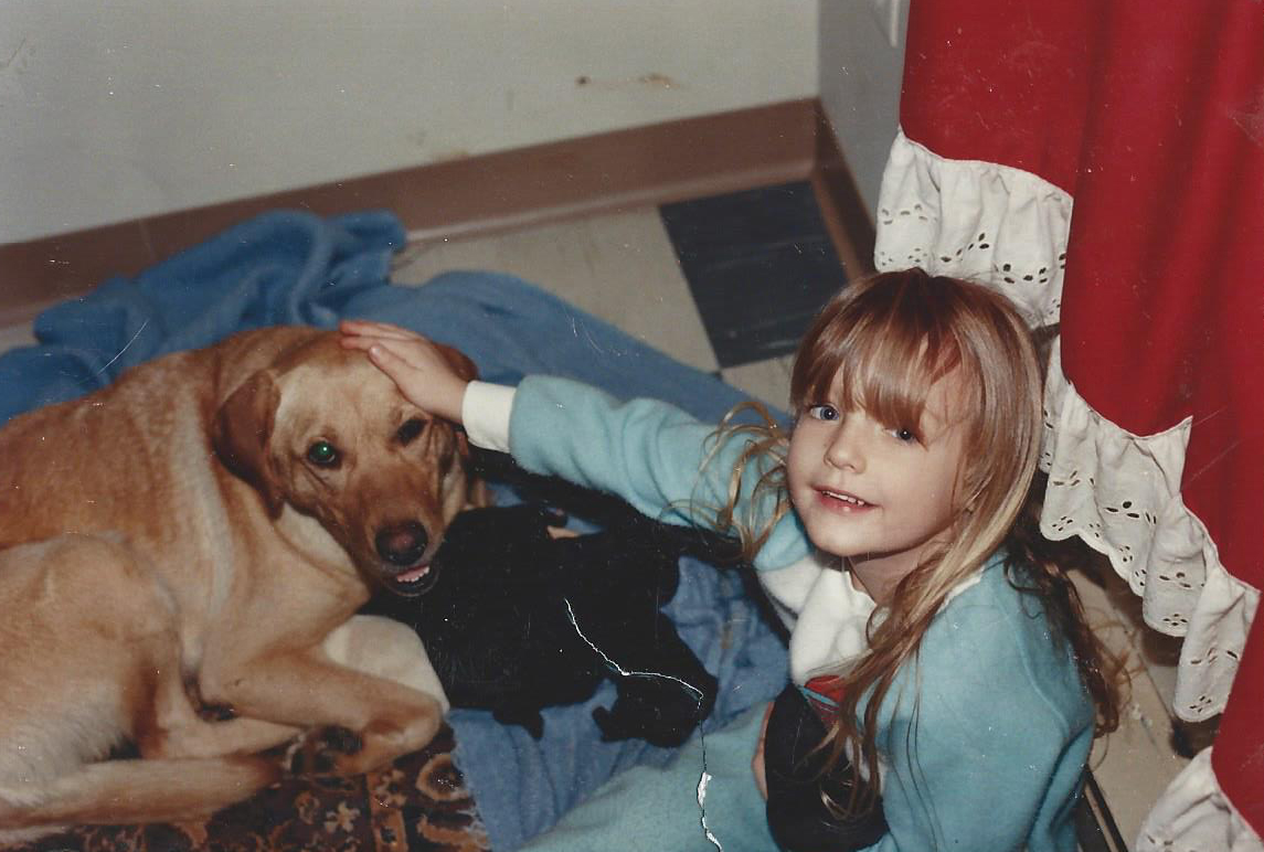 I grew up with this gorgeous golden lab Smiley. She was rescued by my dad when I was little. She was protective and energetic and lived up to her name until the day she passed.