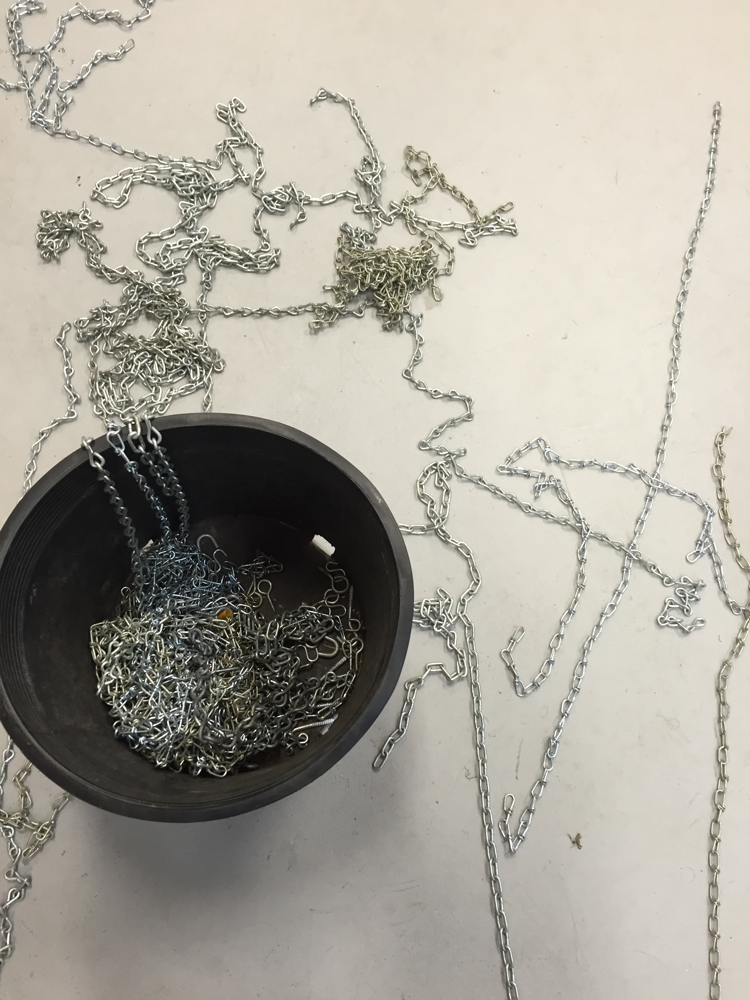 The multitude of chains it took to hang the rain.
