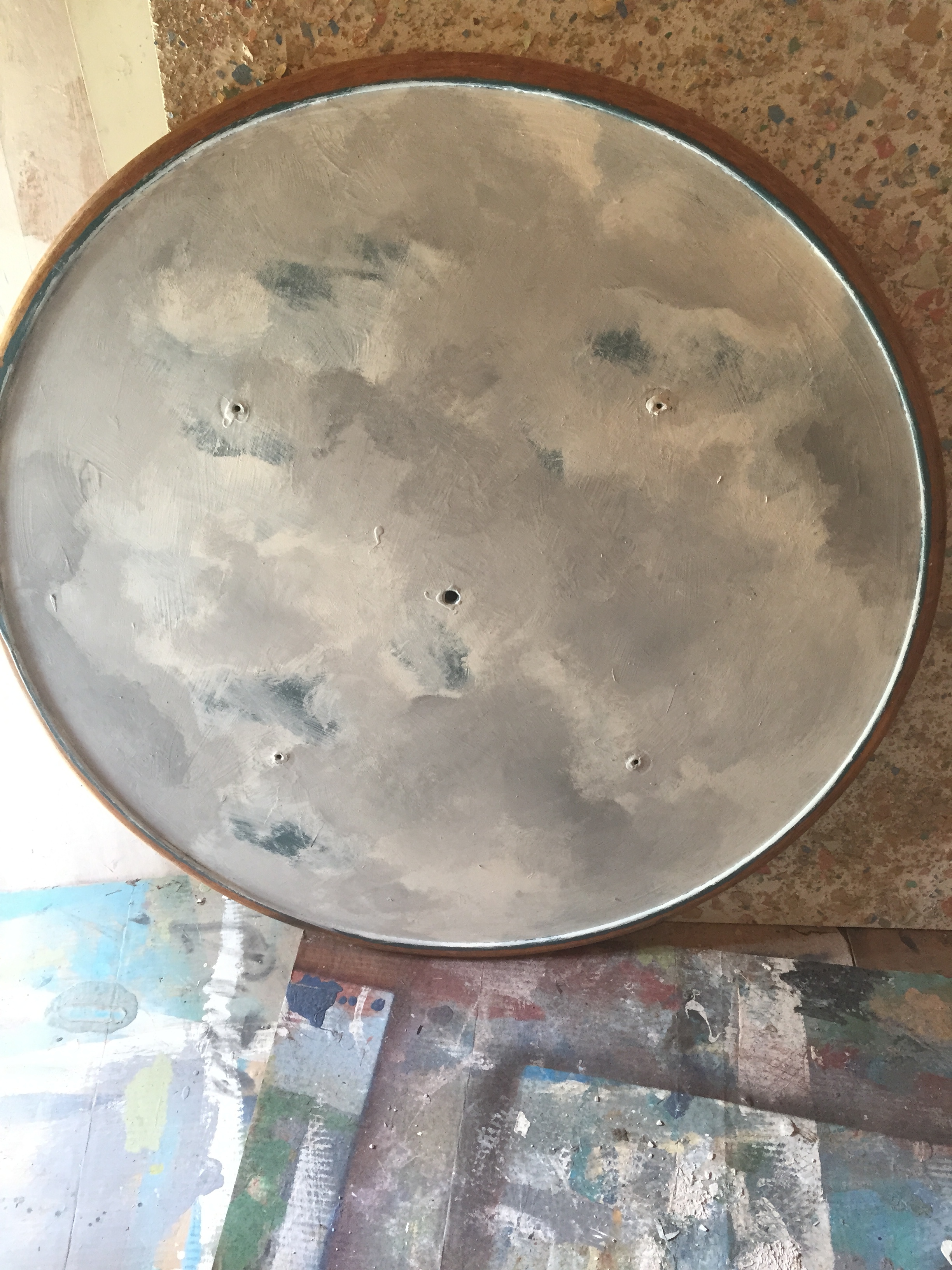 Painting rainy clouds.