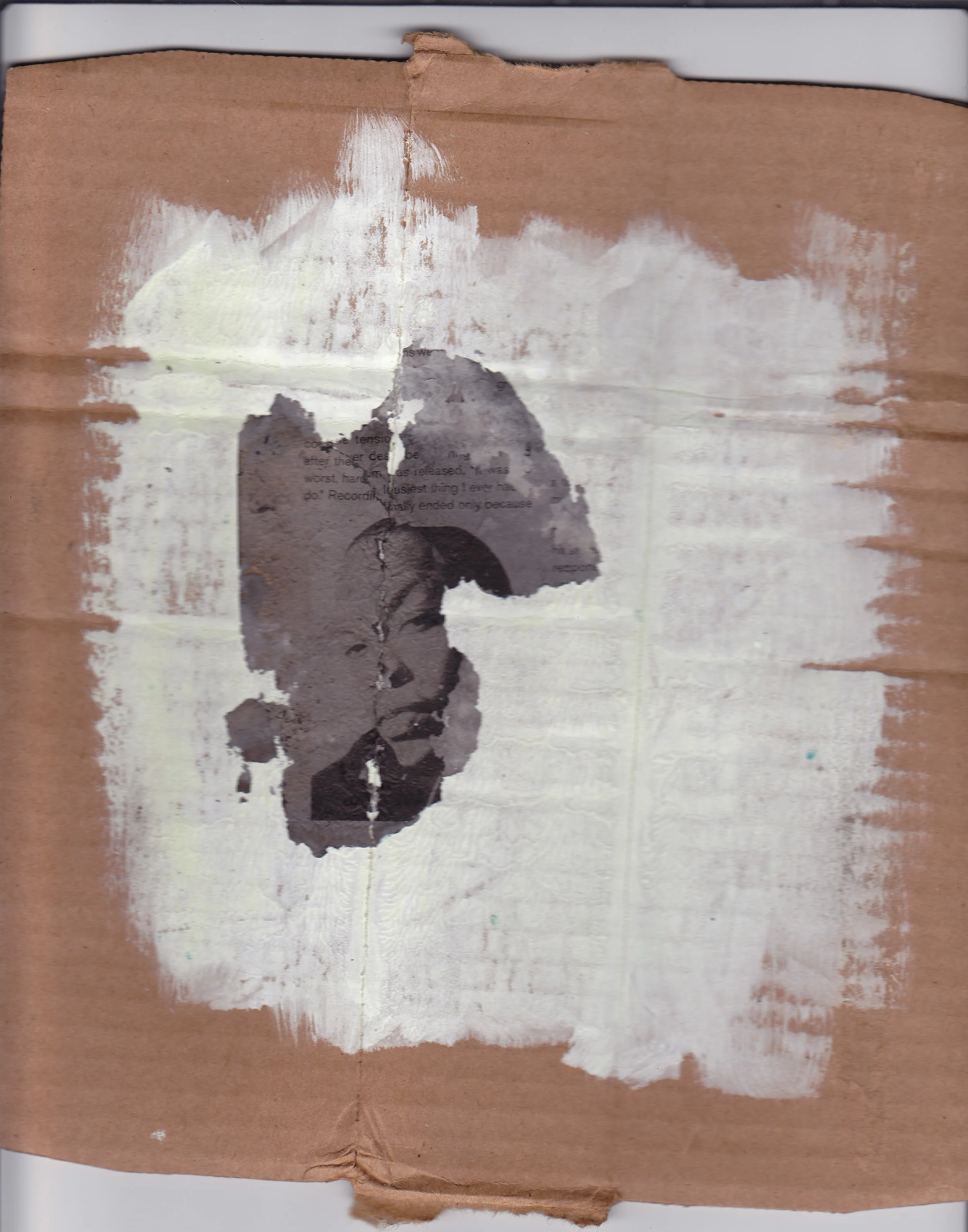Dre, 2012 gesso and ash on cardboard