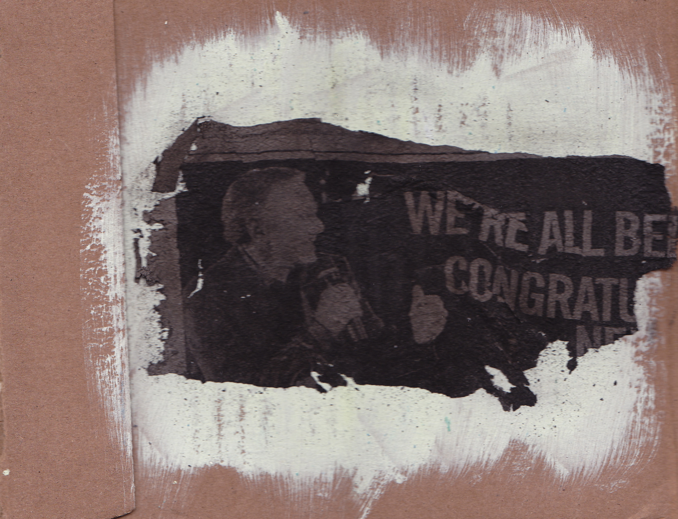 Neil Diamond, 2013 ash and gesso on cardboard