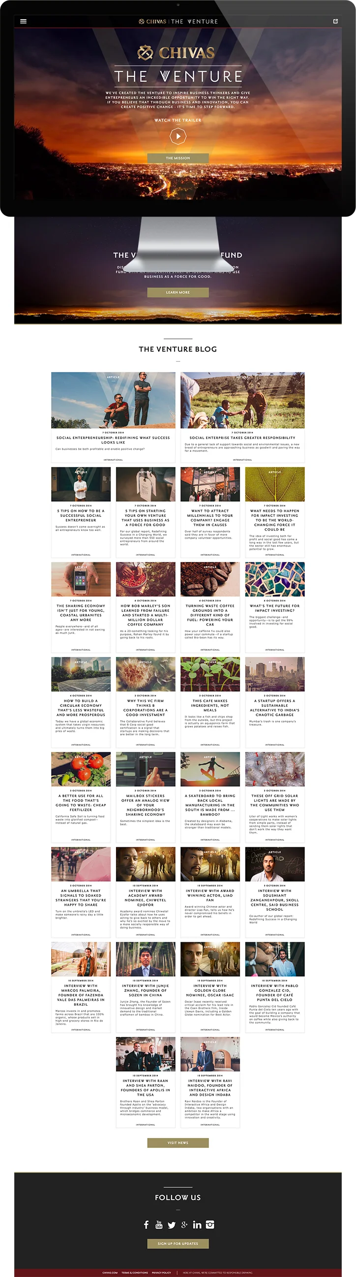 The Venture Home page