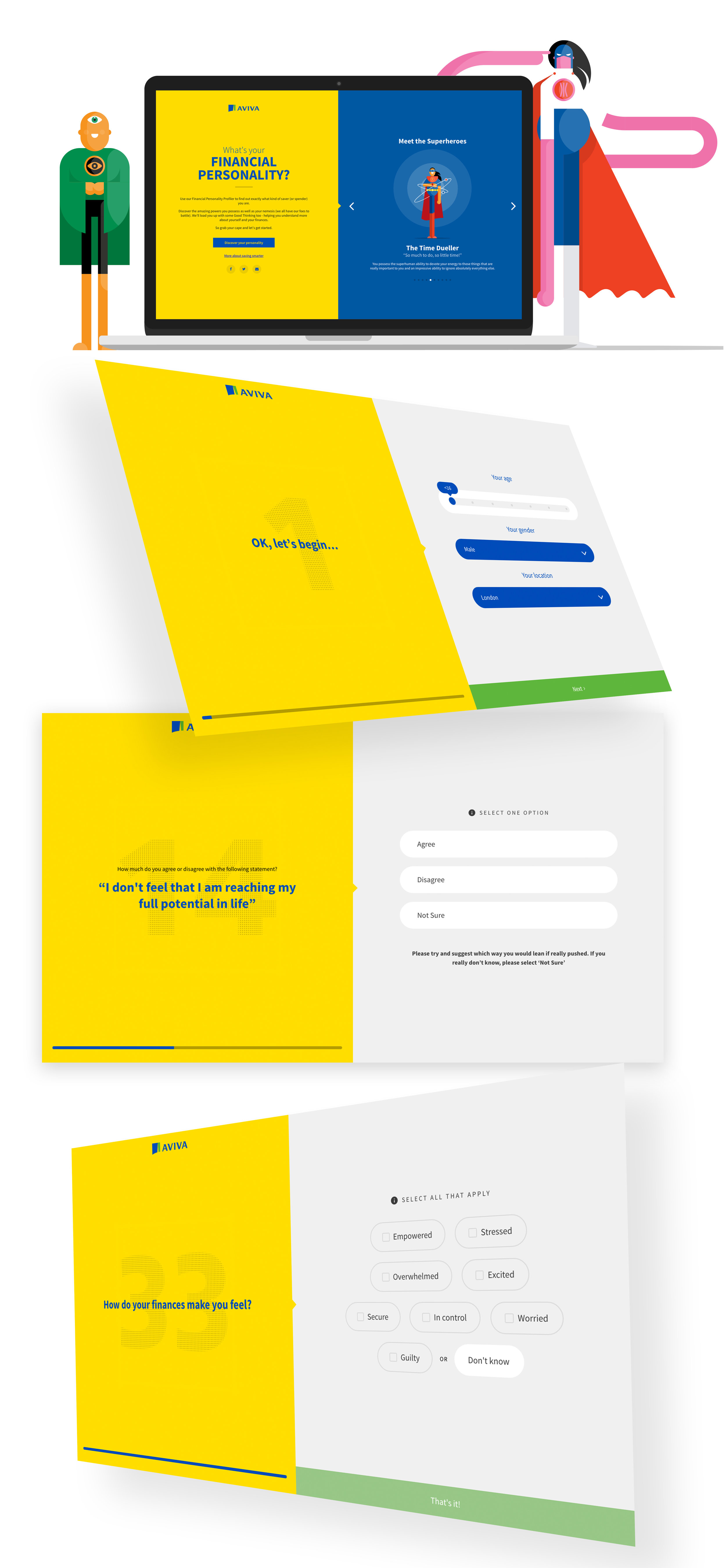 AVIVA Screen mockups