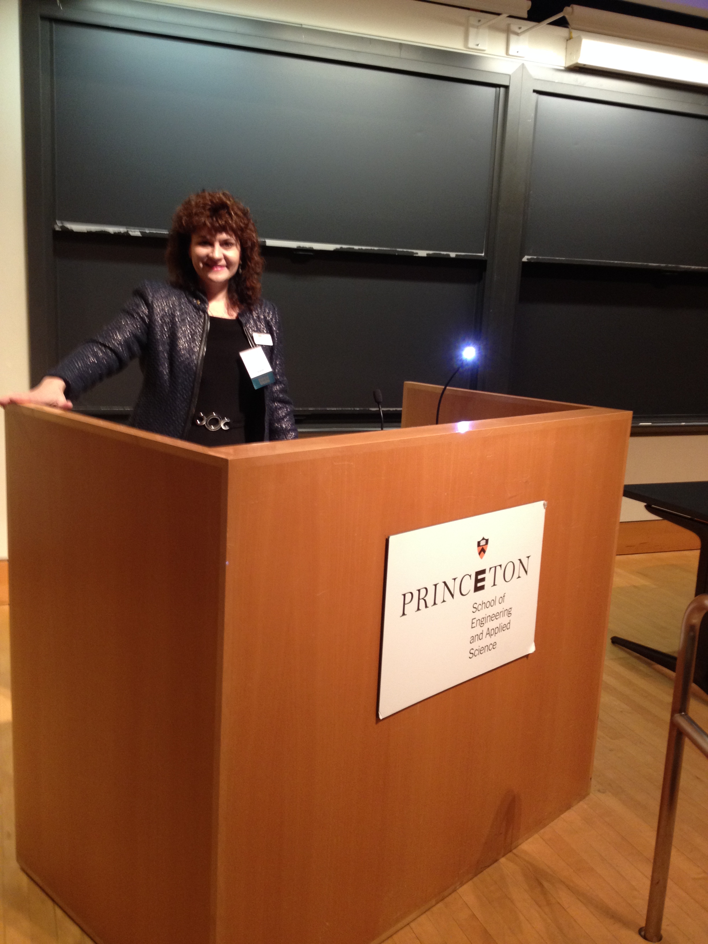 Karen at a keynote speech at Princeton University