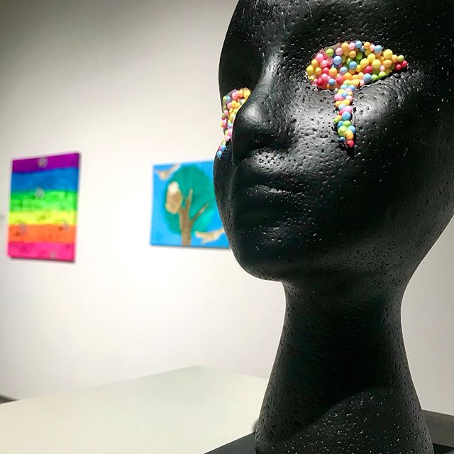 Come check out all the local high school art we have on display now for our current show, &ldquo;Inspired&rdquo; 🌟 So many talented young artists, all with unique perspectives! // artists: Giovanna Poirier, &ldquo;Goodbye Audrey&rdquo;; Avery Gather