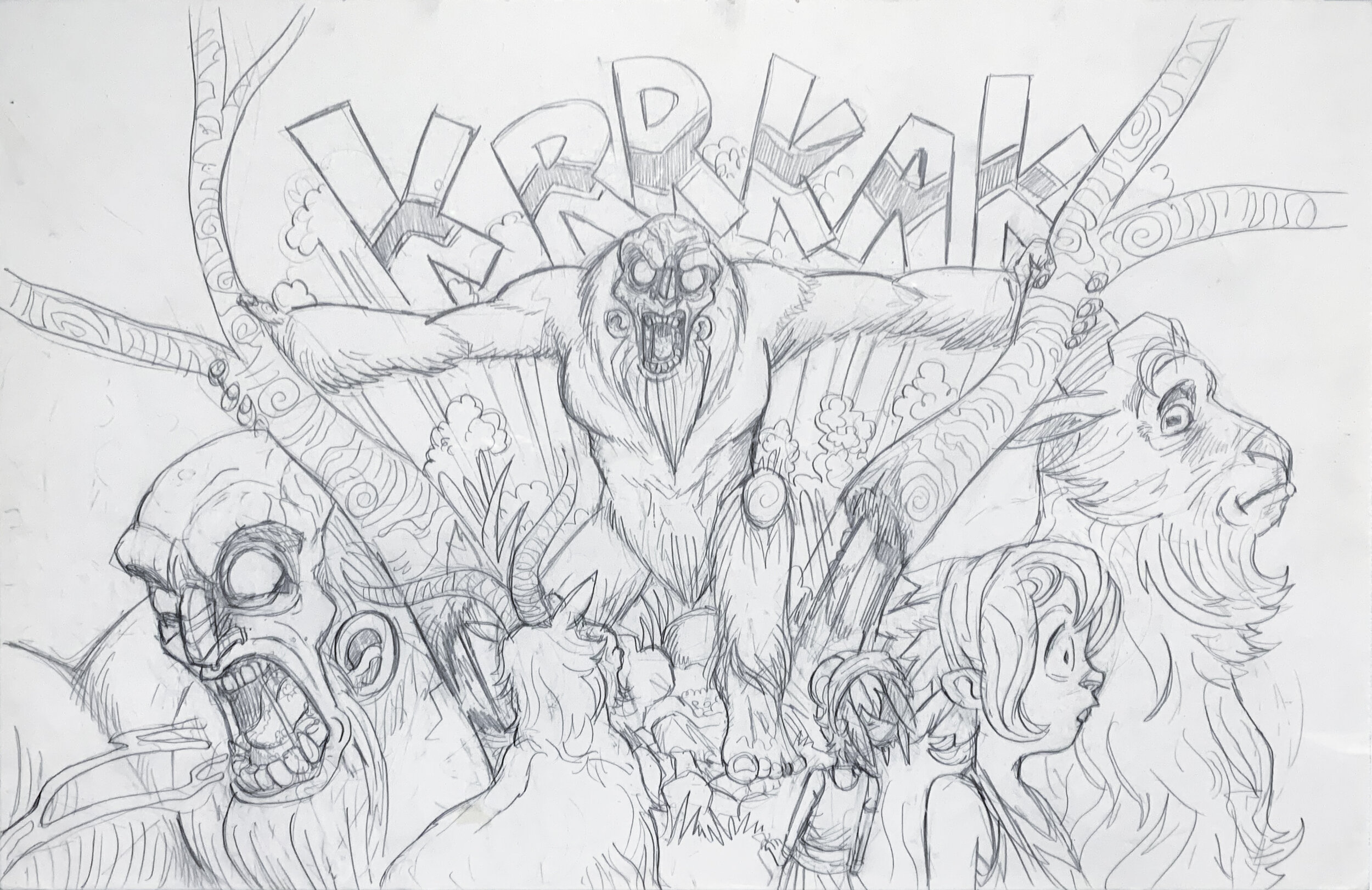   Gustav Carlson    Eve of the Ozarks: The Hairy, Part 4 , 2013  pencil 
