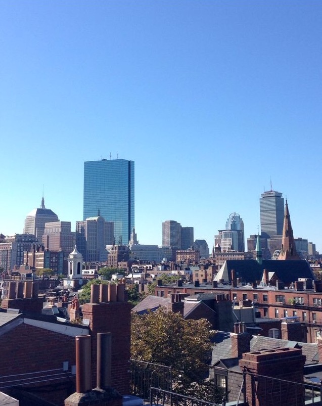 A view of boston from the rooftop of my beacon hill apartment.