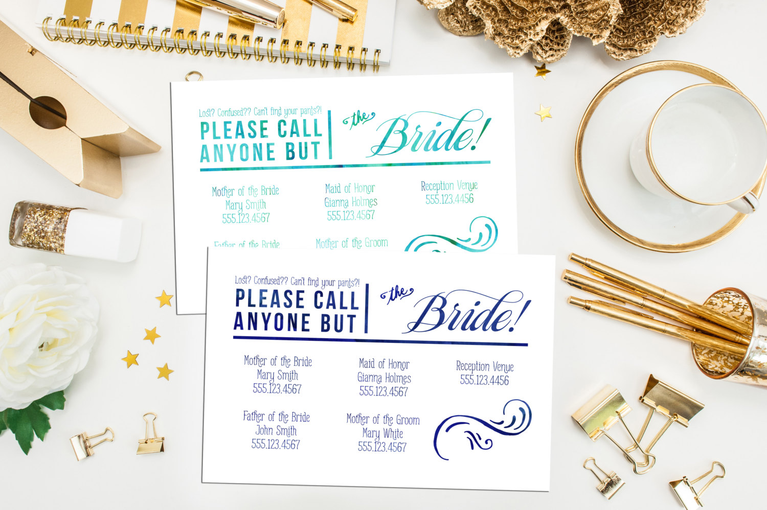 Customizable "Call Anyone but the Bride" printable download from Etsy Seller MeyerMarketDesigns, $22
