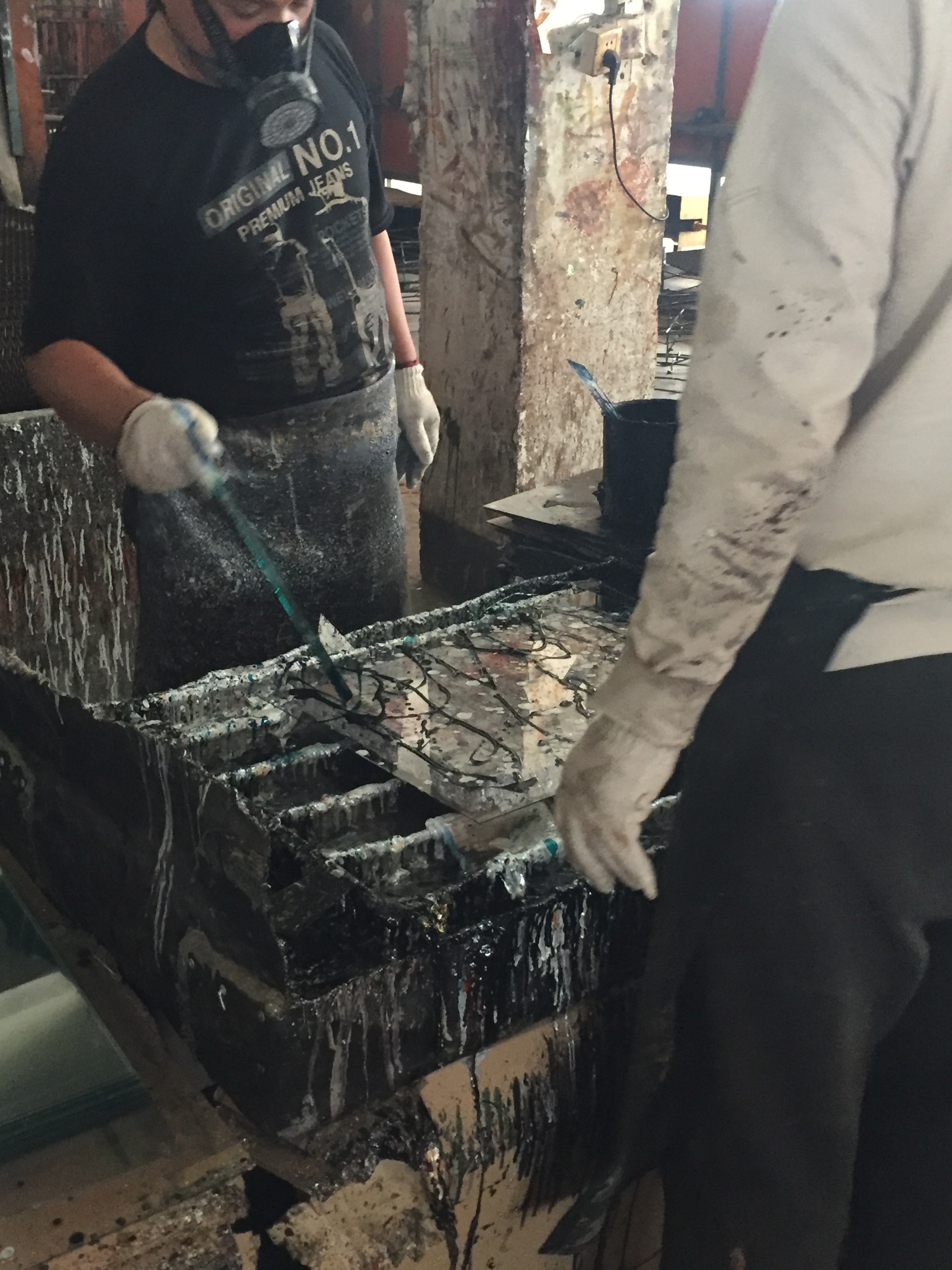 Applying color to glass. 