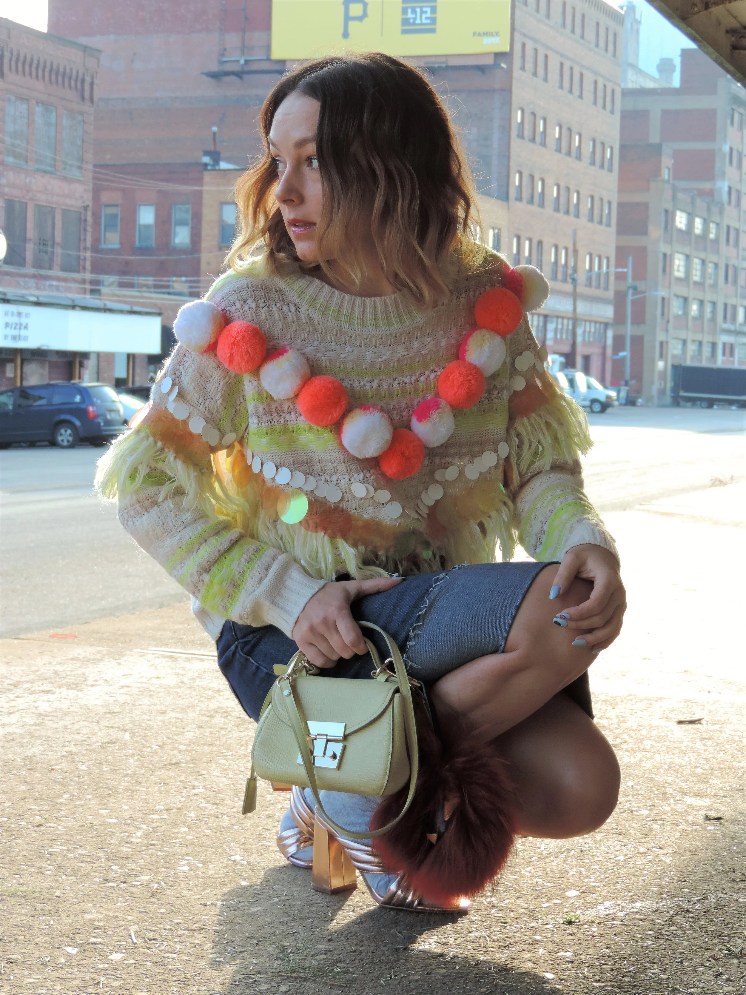 how to style pom pom sweaters
