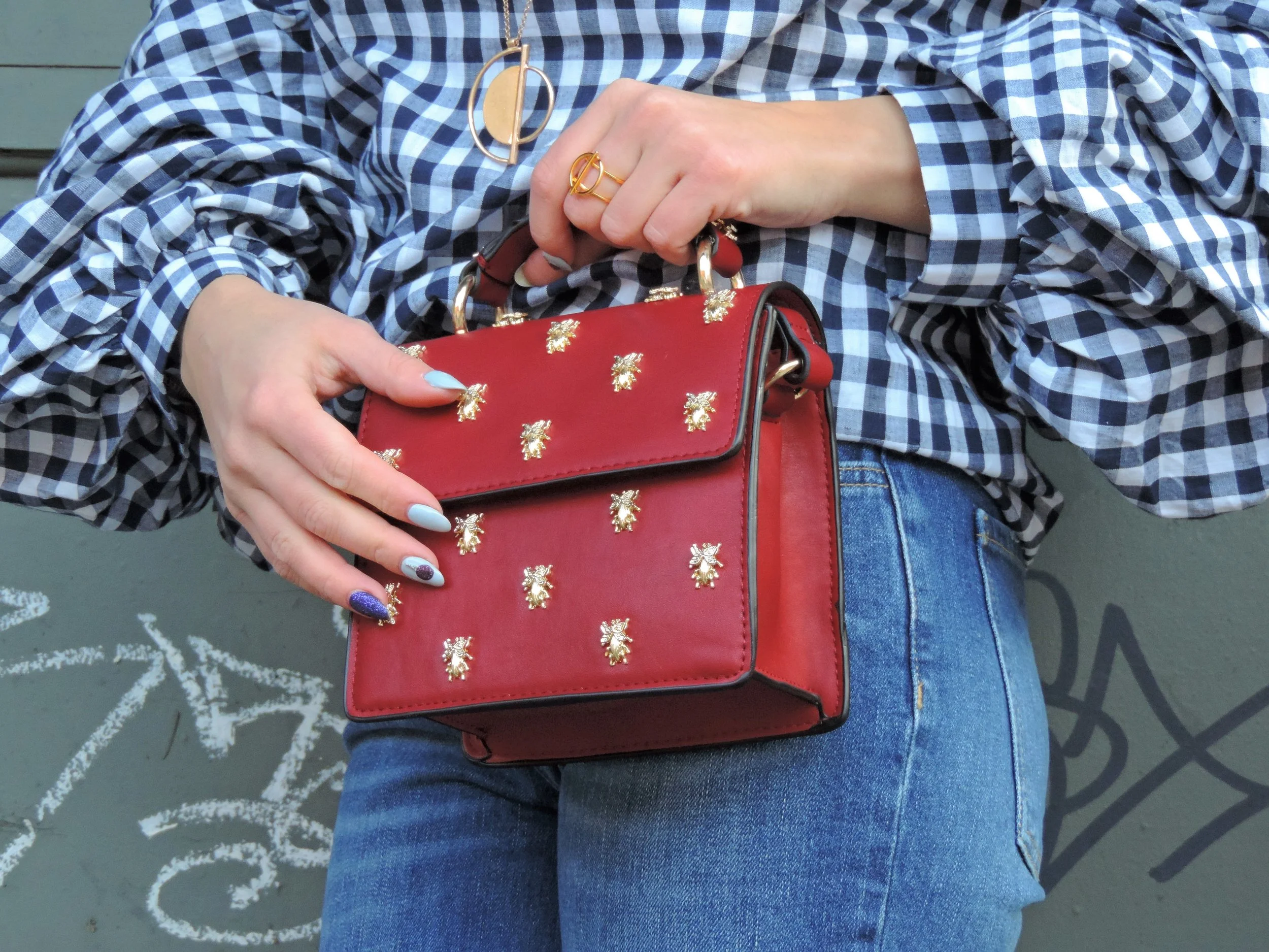 bug print cross-body bag