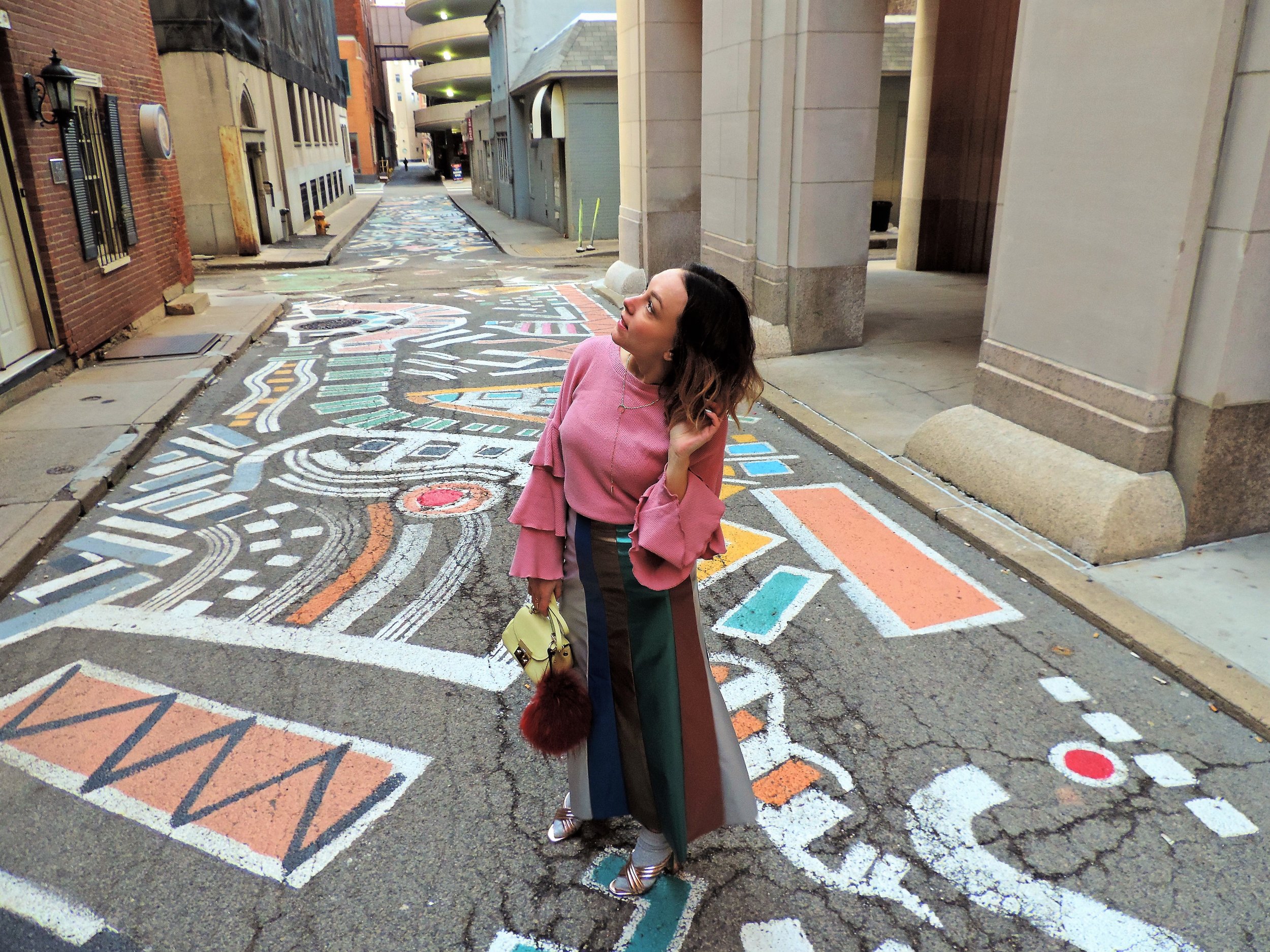 colorful streets in downtown pittsburgh