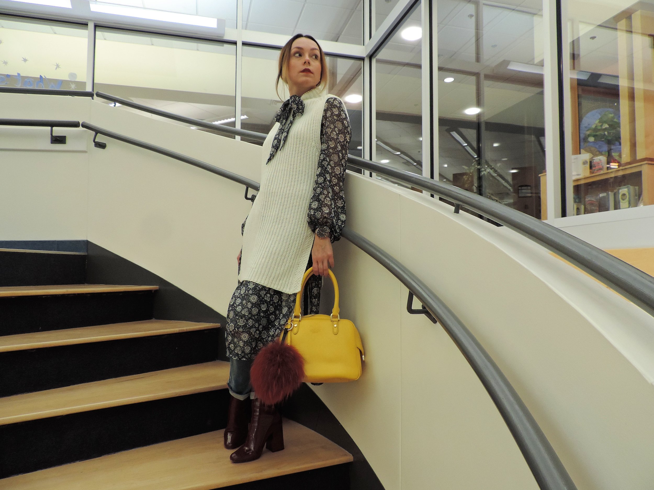 The dress-over-denim look is one of my new favorites this season.